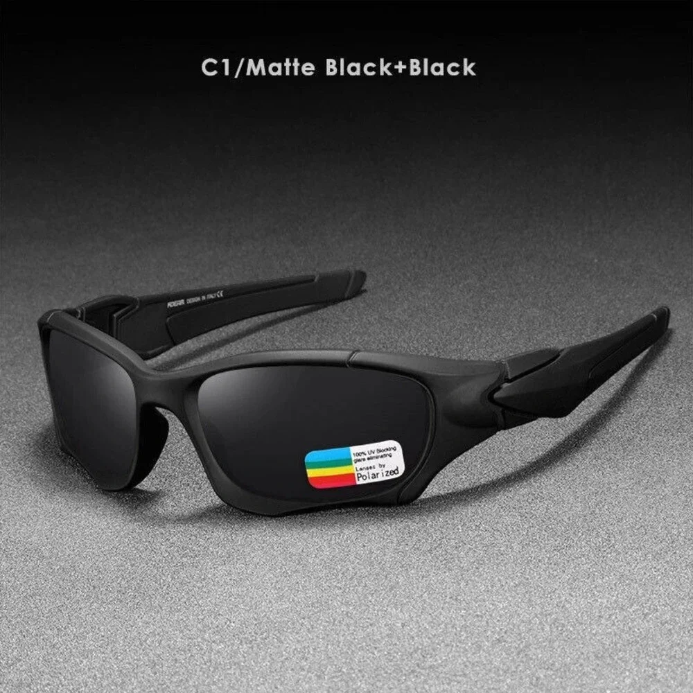 Fashion Black Polarized‎ Sport Sunglasses Safety Men UV Protection Wrap Around